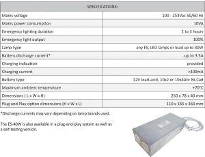 Cosine Developments ES40W sepcifications