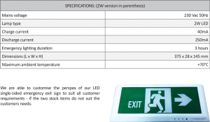 Cosine Developments LED Single-Sided Emergency Exit Sign